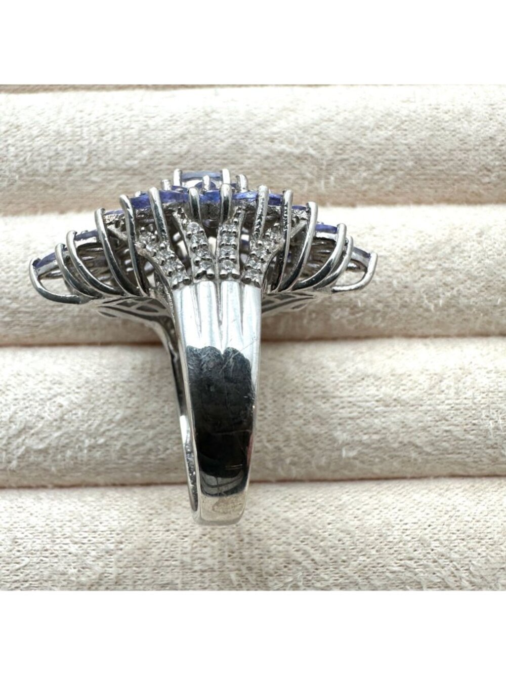 Chuck Clemency Sterling Silver Ring Amethyst Cluster Statement Jewelry Size 8 - Picture 3 of 6